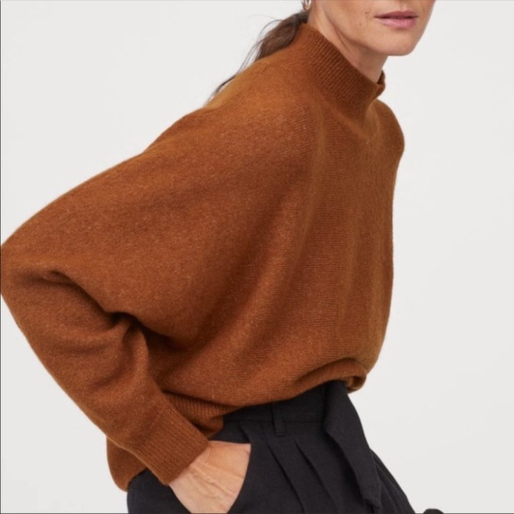 H&M mock neck rust sweater